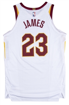 2017-18 Lebron James Game Used Cleveland Cavaliers Home Jersey Used on 11/17/2017 - Double-Double Game and Final Season in Cleveland (39 Pts. 14 Reb.) (NBA/MeiGray)